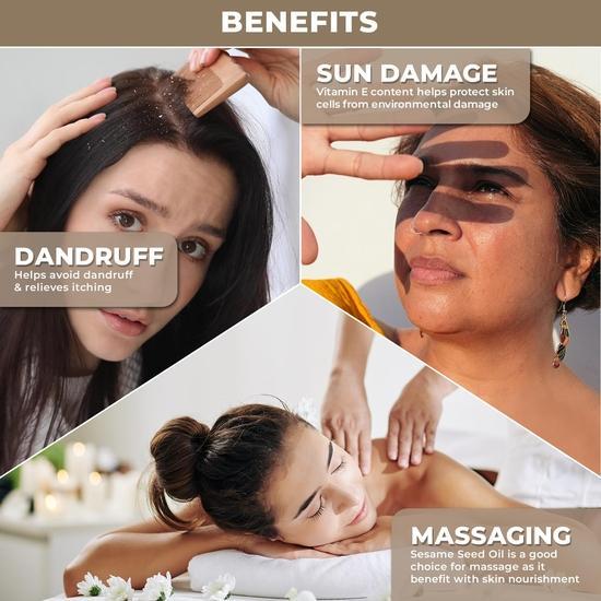 The Organic Forest - Premium Organic Sesame Oil - Cold Pressed Sesame Seed Oil for Skin & Hair - Nutrient-Rich, Non-GMO