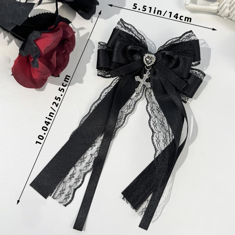 1Pcs Dark Lace Bow Hair Accessories Red Black Cross Love Hair Clip Gothic Lolita Headwear Accessories Butterfly Hair Clip