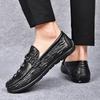 Popular Doudou Shoes Men's First-layer Cowhide Lazy Shoes Live Broadcast Large-size Casual Alligator Pattern Leather Shoes Men