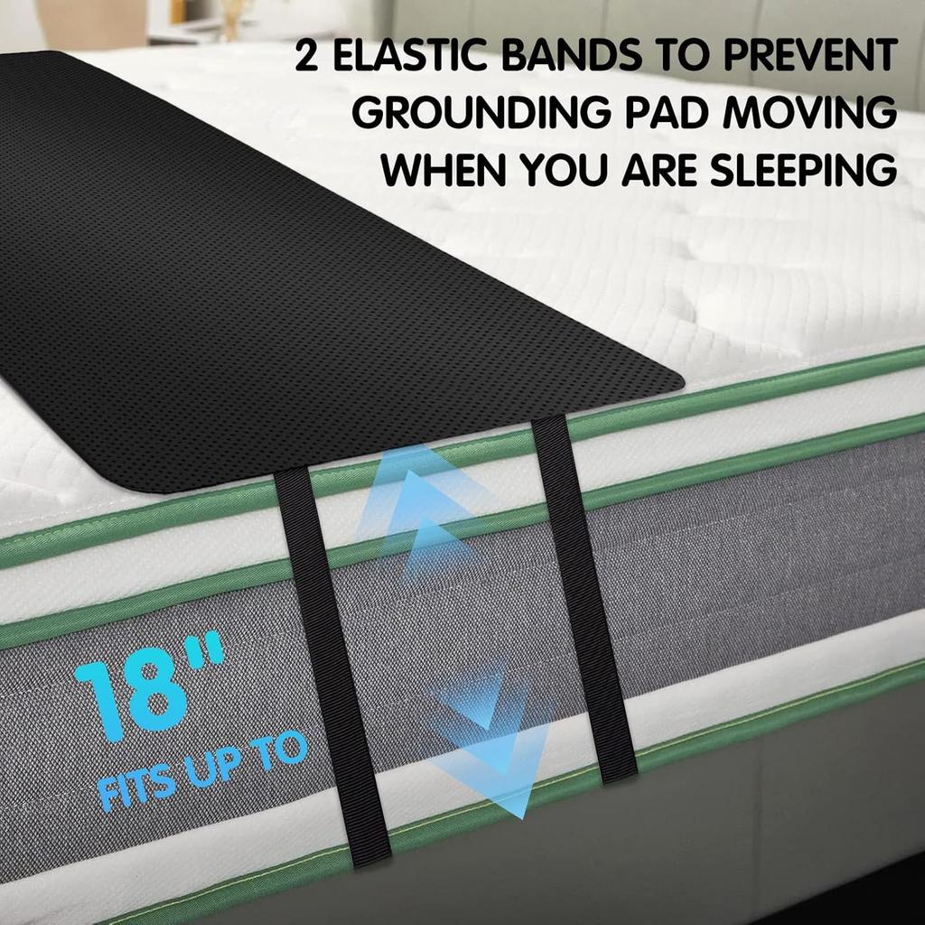 Grounding Mat for Bed, Earth Mat Grounding Pad for Queen Size Bed, Earth Connected Conductive Grounding Mat for Sleep, Energy, Pain Relief,