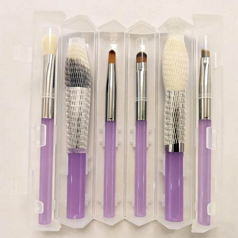 Portable 6-Piece Makeup Brush Set, Soft Mini Roll-Up Tube, Eyeshadow Brush, Blush, Foundation, And Contour Brush Tools.