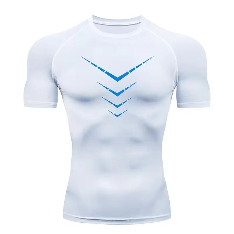 Compression Short Sleeve T-Shirt Men's Running Training Sports Wear Breathable Bodybuilding Top Fitness Clothing RL558