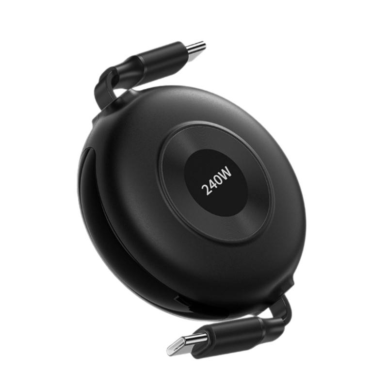 High Power 240W USB C To C Cord Retractable for Phone Game Controller Quick Charging Syncing Efficient Data Transmission