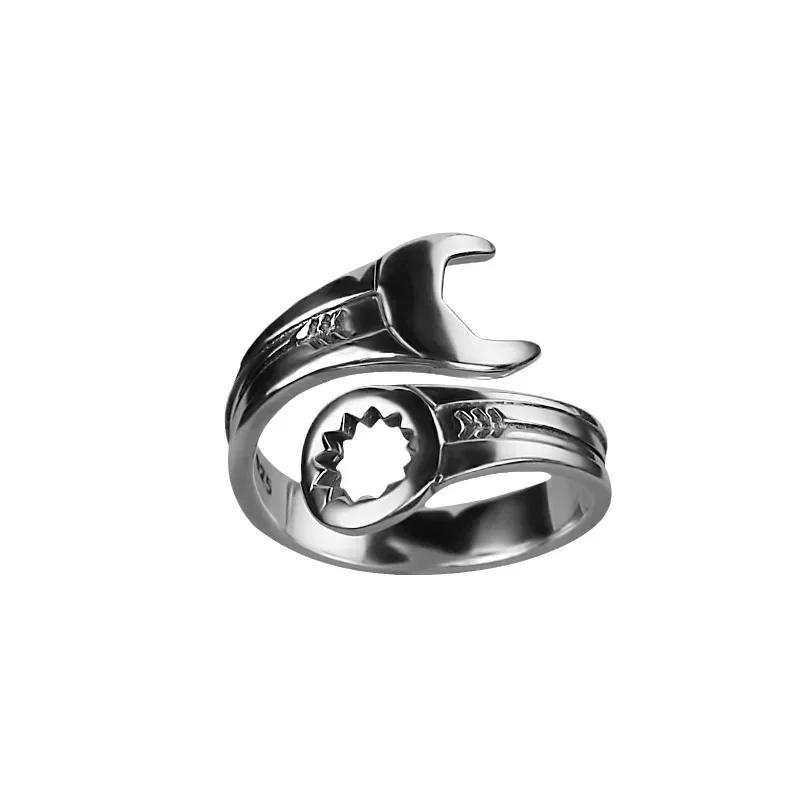 Anelli a Chiave Inglese Regolabili in Argento Sterling 925 per Donna Uomo Moda Matrimonio Fidanzamento Festa Regalo Charme Gioielli