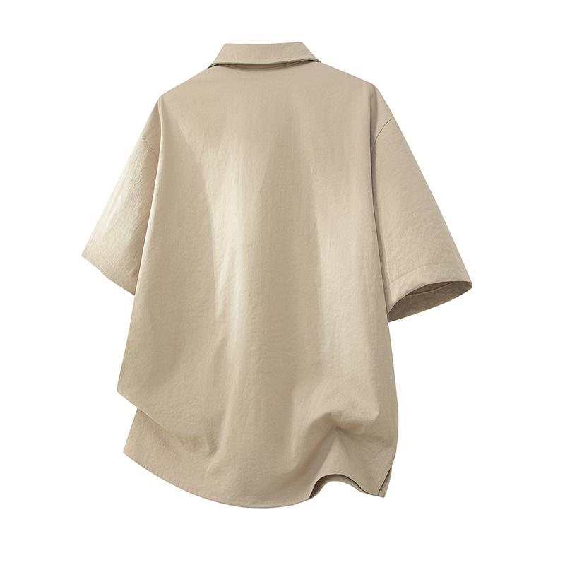 Retro Workwear Short Sleeved Shirt Men's Loose Collared Casual Shirt Summer Shirt