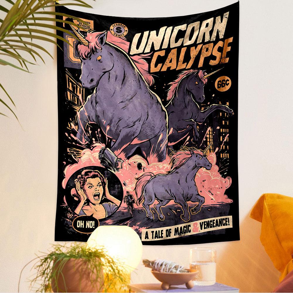 Modern Unicorn Fantasy Poster Tapestry Wall Hanging, Decor for Living Room Dorm, Gift for Women Men
