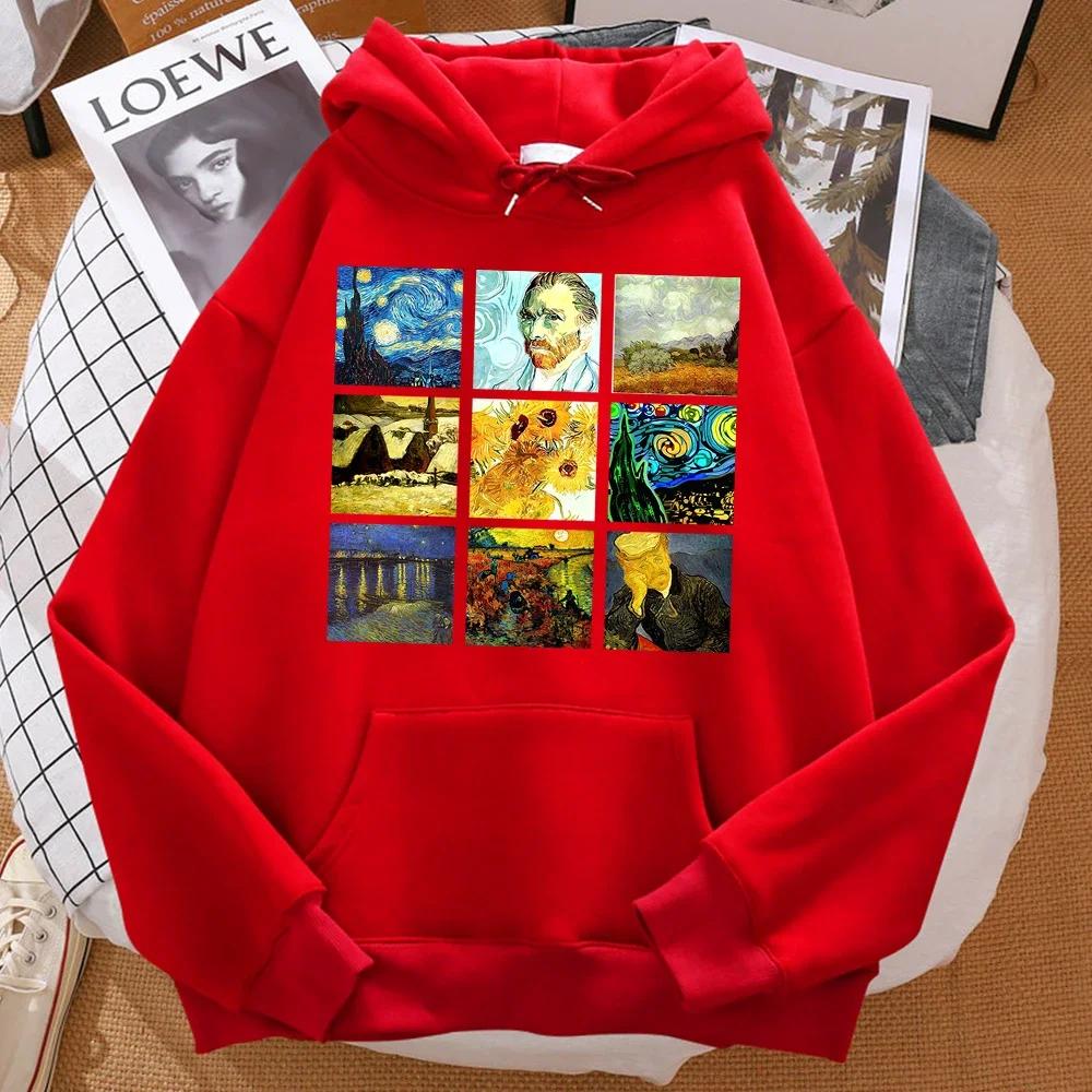 World Famous Painting Sanskrit Van Gogh Printed Women's Hoodie Fashion Fit Hoodie Hip Hop Hoodie Cartoon Sportswear for Women