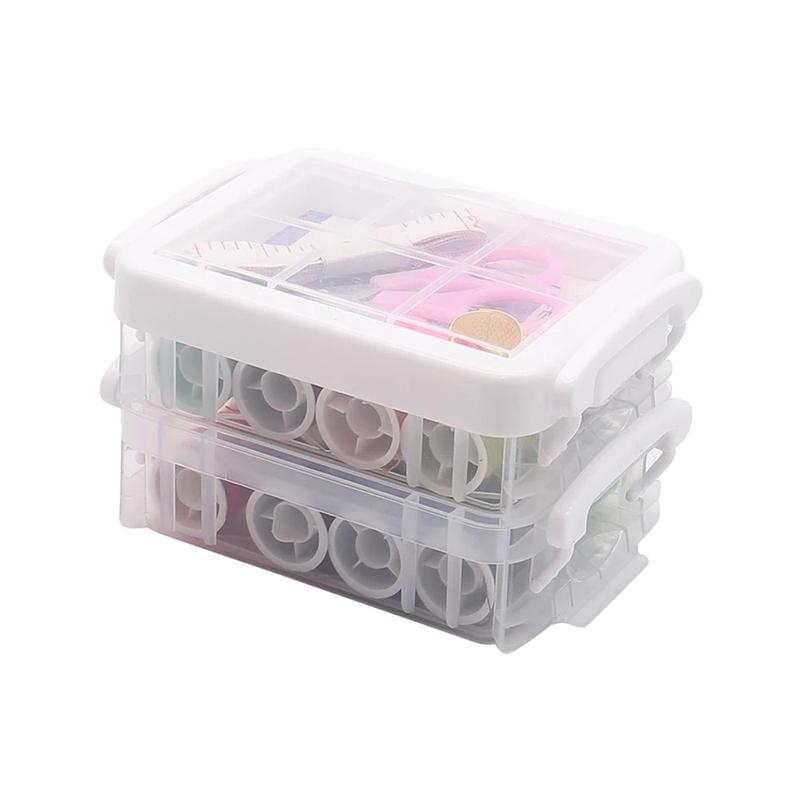 30 шт./Коробка Многофункциональный швейный набор Портативная коробка для хранения швейных ниток Игла Лента Ножницы Нитки Швейный органайзер белый