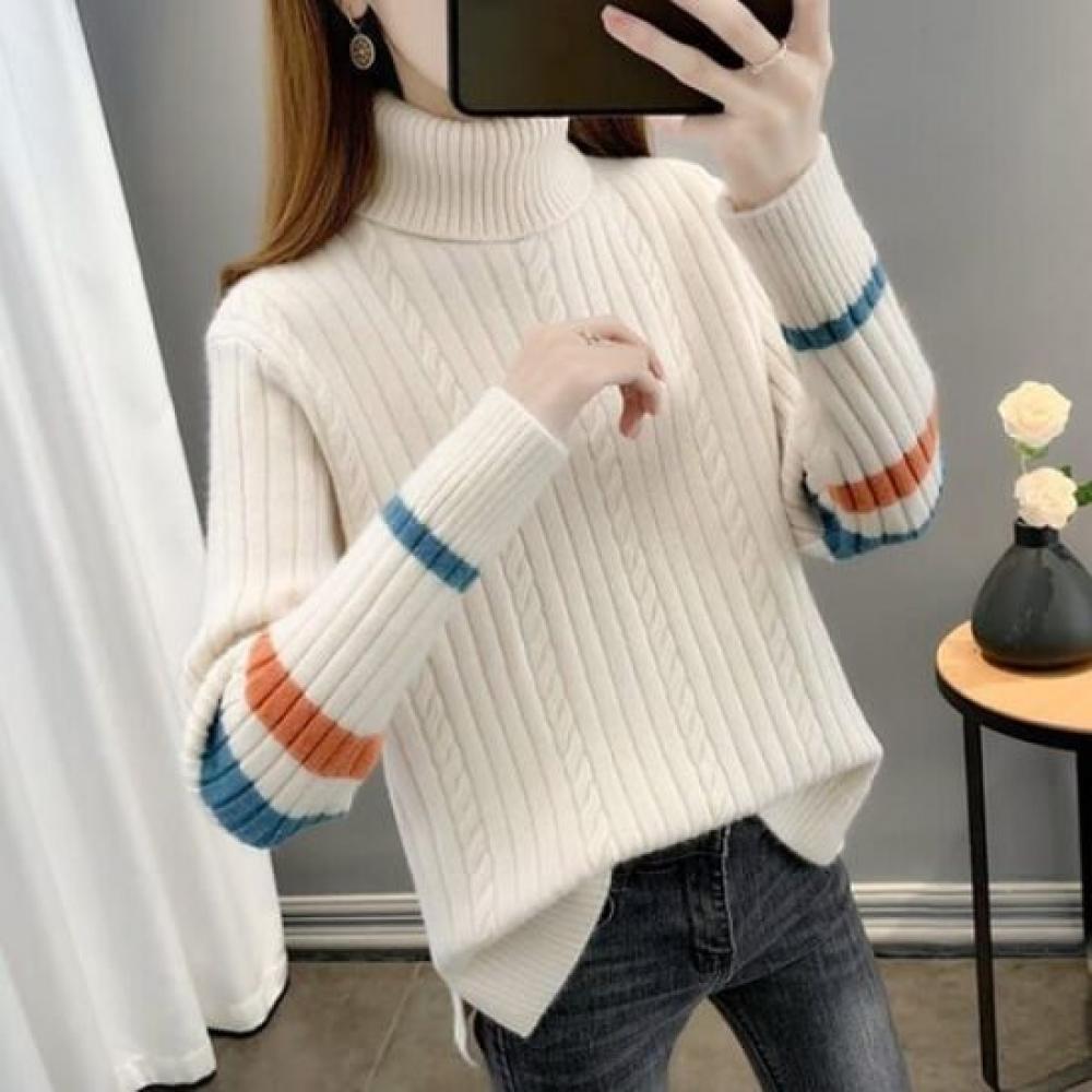 Navava Turtleneck Ribbed Knit Top Nk2779