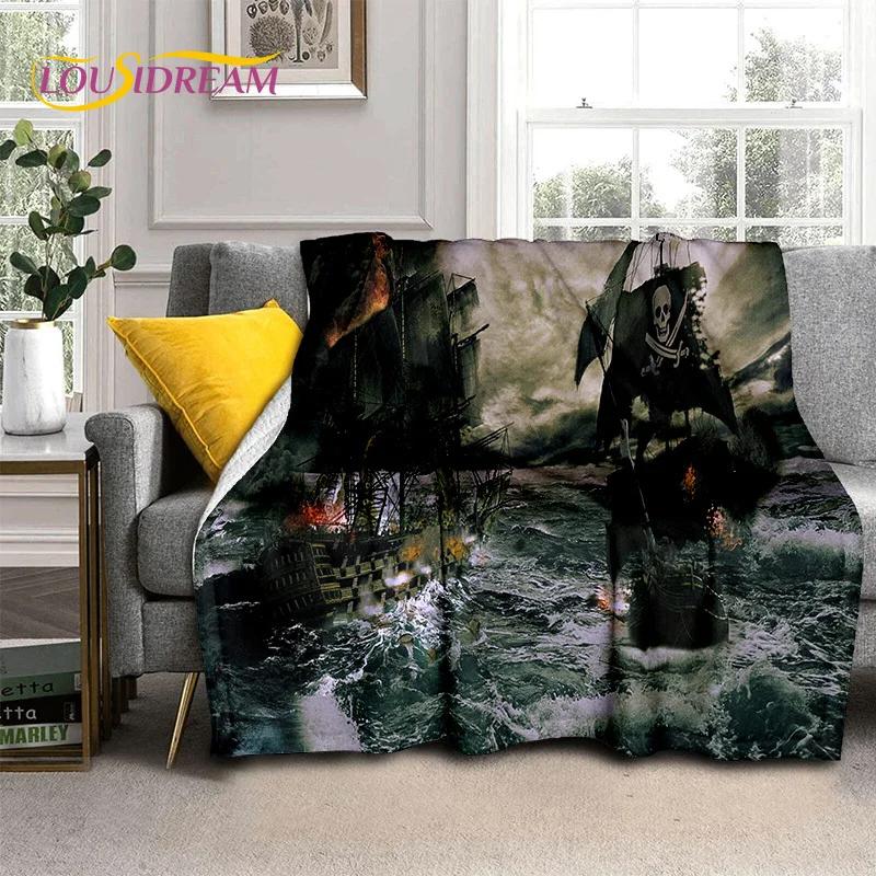 3D Pirate Ship Boat,Sailboat,Barque Blanket,Soft Throw Blanket for Home Bedroom Bed Sofa Picnic Travel Office Cover Blanket Kids