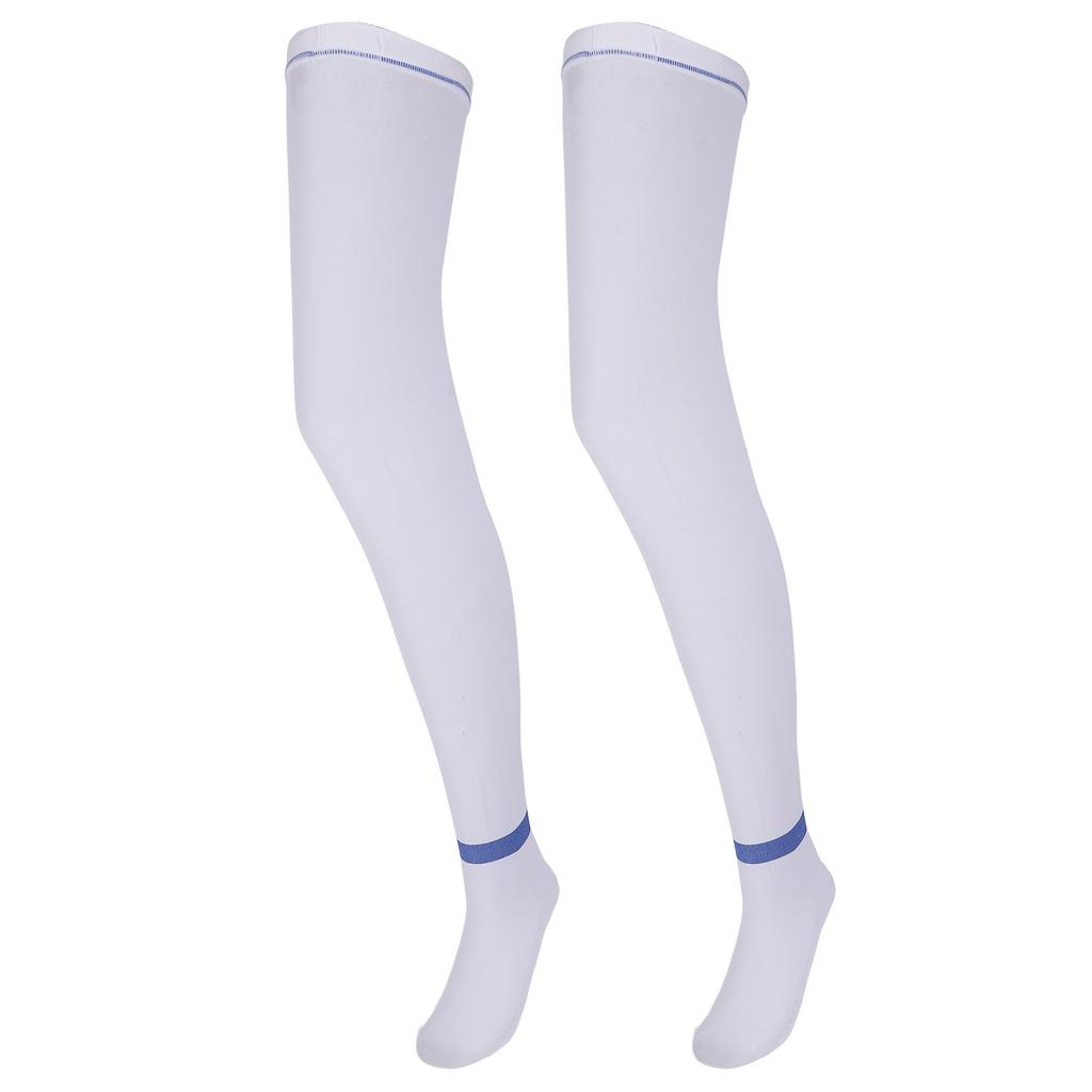 Breathable Hose Compression Stockings Skid Resistant Fatigue Relief Pressure Socks White (XXL)