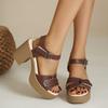 Women's New Casual Round Toe Velcro Medium Heel Wedge Sandals