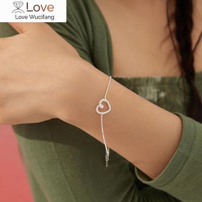 Modna Okrągła Koralikowa Bransoletka Miłości ze Srebra 925 dla Kobiet Serce Ozdoba na Rękę Skręcana Bransoletka Damska