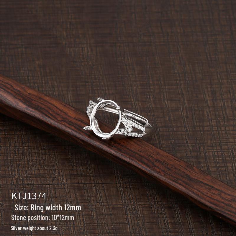 Suport inel unisex din argint sterling 925 pentru incrustații DIY cu turcoaz sau ceară de albine, design ajustabil