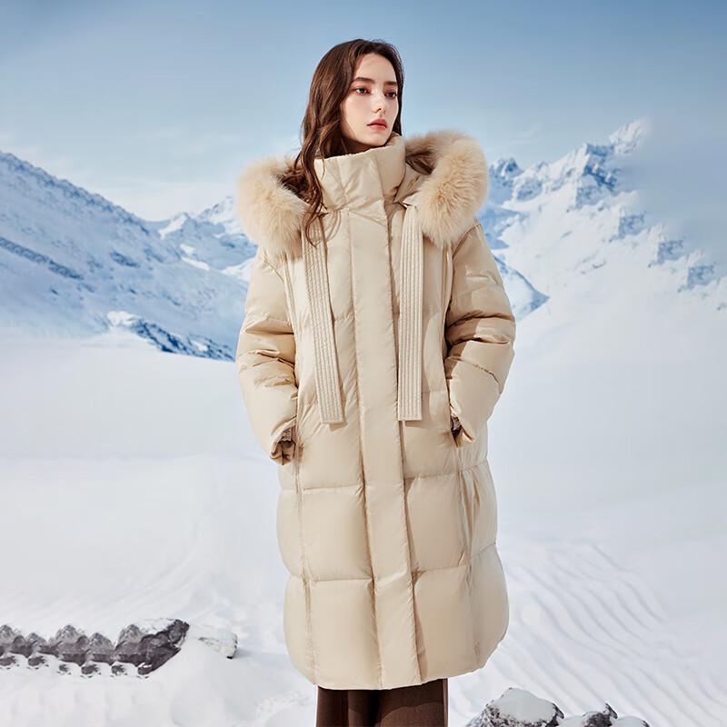 

Qiushuiyiren Women s Detachable Fox Fur Collar Down Jacket L