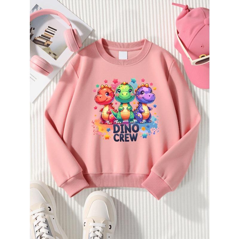 European sizes Kids' Casual Printed Round Neck Pullover, Kids' Fashion Round Neck Sweatshirt with Adorable Animal Prints, Casual Comfortable