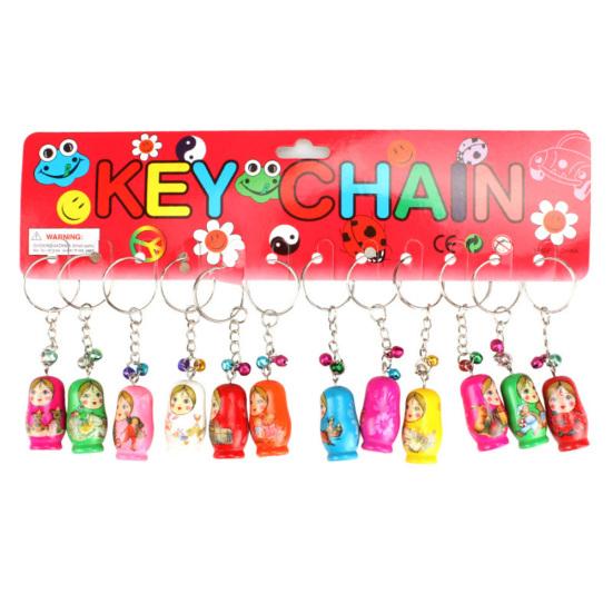 

12Pcs/Set Russian Nesting Dolls Key Ring Babushka Matryoshka Figurines Kids Toy