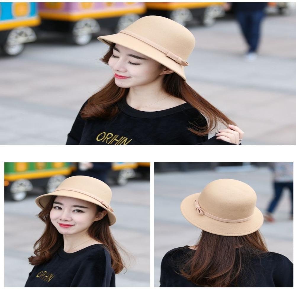 Cap Brim Bowler Fedora Hats Women Vintage Retro Hat Autumn Winter Warm Hat Wool Felt Bucket Cap Church Bowler Cloche Hats