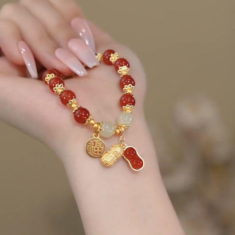 Браслет с орехами и предсказаниями  Хорошие вещи  Ins Нишевый Дизайн Элегантный Ретро Универсальный Браслет для Лучших Друзей S328