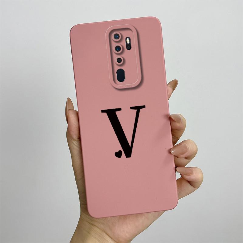 Cute Initial Letters Case For OPPO A5 (2020) Liquid Silicone Smooth Cases For OPPO A9 (2020) A11X Soft Cover OPPO A5 2020 Bag