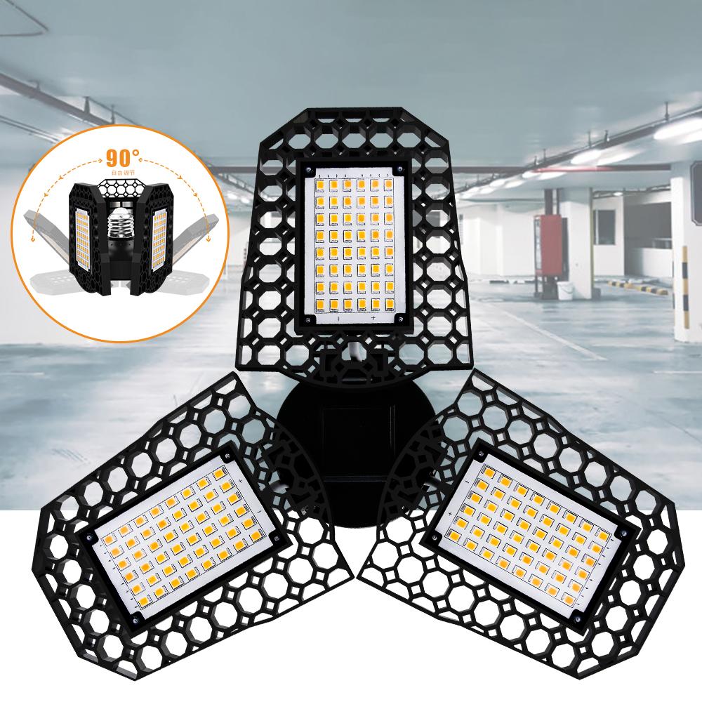 AC85 265V Deformable Garage Light LEDs Three Leaf Fan Blade Bulb Ceiling Lamp E27 E26 Base Lighting Angle Adjustable