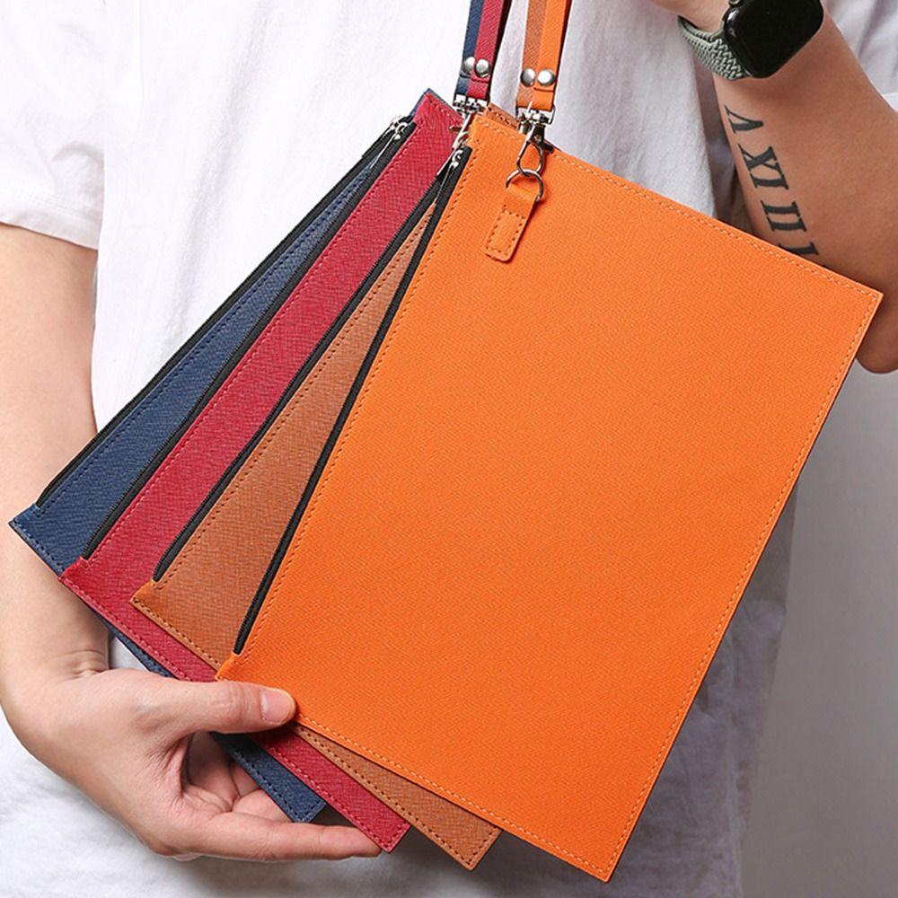 Simple A4 Imitation Leather File Folder Data Contract Bill File Bag  Stationery Storage