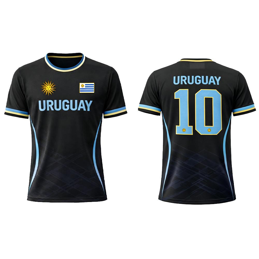 Sommer 3D-Druck Kinder-Sportbekleidung Fußballtrikot T-Shirt im uruguayischen Stil - Schnell trocknend Atmungsaktiv Geeignet für Sportbekleidung