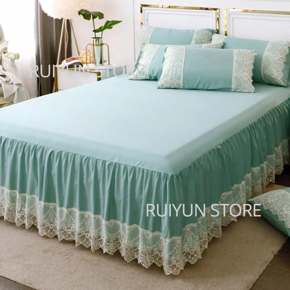 Decorative Lace Bed Skirt Non-slip Mattress Cover Protecor Bed Cover Ruffled Bed Skirt Bedspread Bedsheet Solid Color