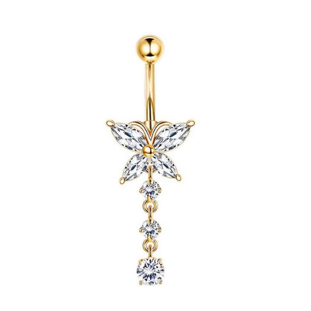 Stainless Steel Belly Button Ring With Zircon Belly Button Studs