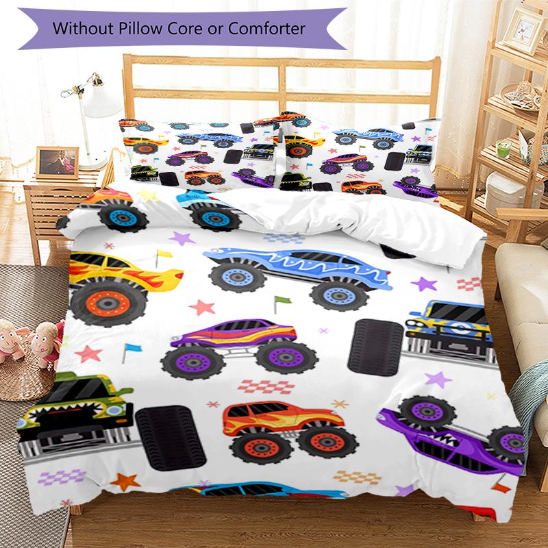 3pcs Truck Bedding Set Duvet Cover Closure Includes 1 Duvet Cover & 2 Pillowcases, Soft and Comfortable for All Seasons.