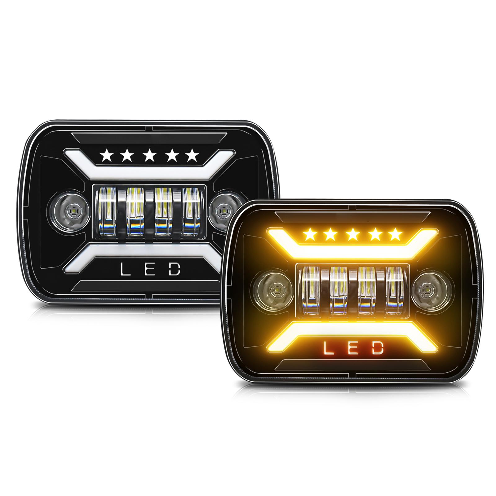 

2 шт. 5x7 7x6 светодиодные фары, 7 дюймов H6054 светодиодные прямоугольные фары с дальним ближним светом DRL поворотники 2 Pieces чёрный