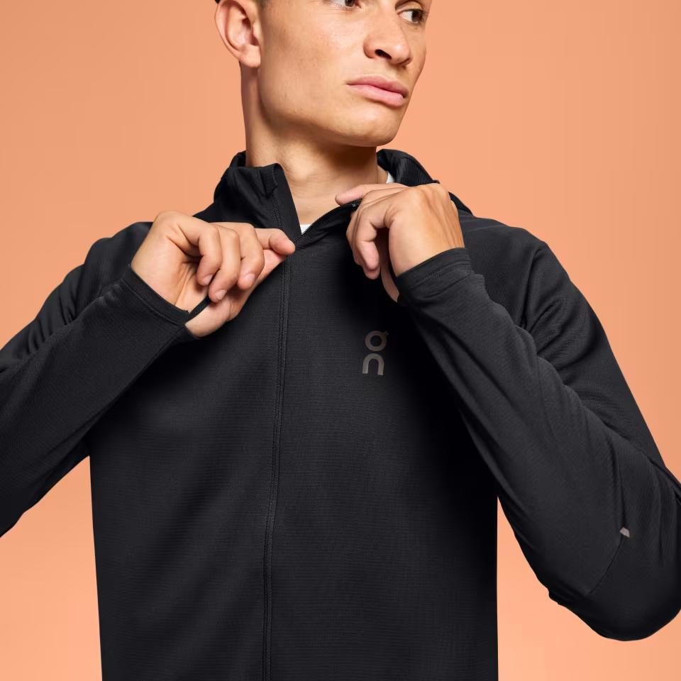 On Climate Zip Hoodie Warm Sweat-Wicking Hooded Lg Sleeve Jacket Men Jacket Black 1ME10250553