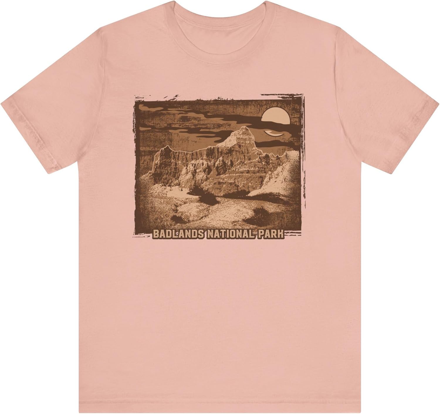 Badlands Retro Poster Graphic Design Tee, Badlands Shirt, Vintage Tees, Art Design T-Shirt, Graphic Tee, Retro Art Shirts Peach S разноцветный