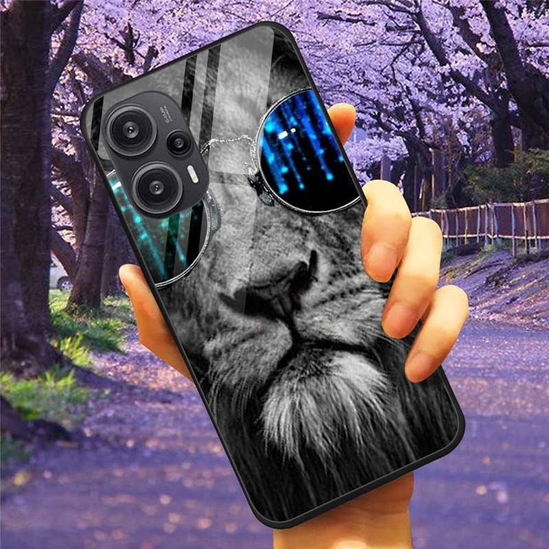 For Xiaomi Poco F5 5G / F5Pro Case Tempered Glass Lake Moon Hard Phone Cover for POCO F5 Pro Capas Funda on PocoF5 Luxury Coque