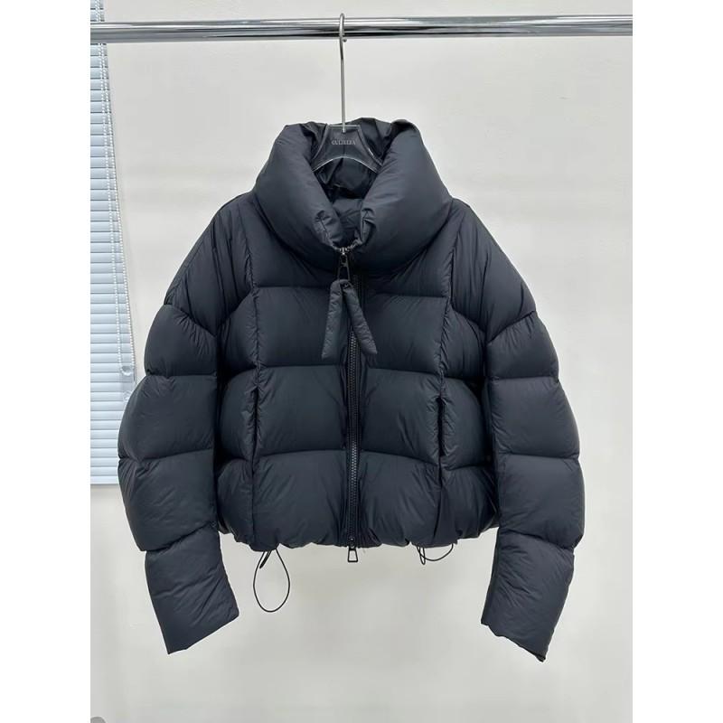 Womens Short Puffer Jacket 90% White Duck Down Warm Winter Coat Stand Collar Loose Fit Daily Wear