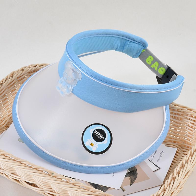 

Sun Protection Kids Hat With Featuring A Cartoon Glowing Bear Large Brim For Outdoor Play Summer светло-синий