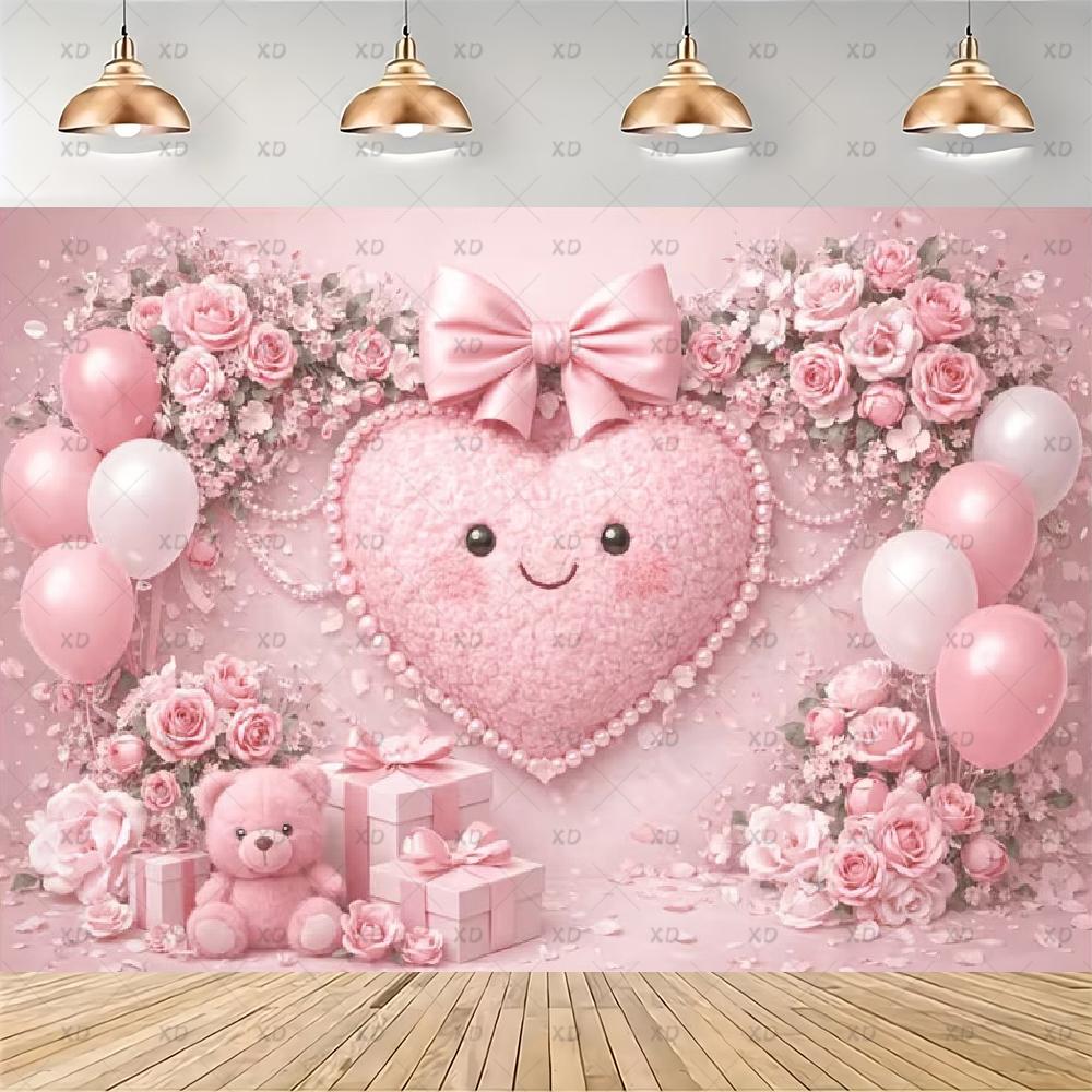 Pink Teddy Bear Photography Backdrop Sweet Dreamy Birthday Party Decoration Background Baby Shower Photo Booth Banner Supplies