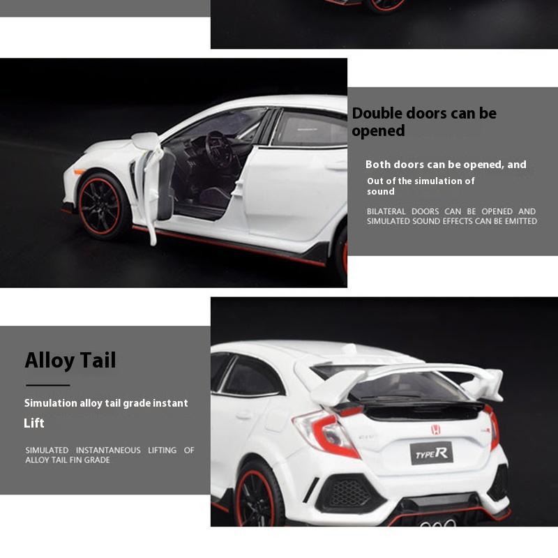 1/ 32 Scale Honda TYPE-R Alloy Car Model Diecasts Toy with Sound and Light Vehicles Decoration Toys for Kids Gift