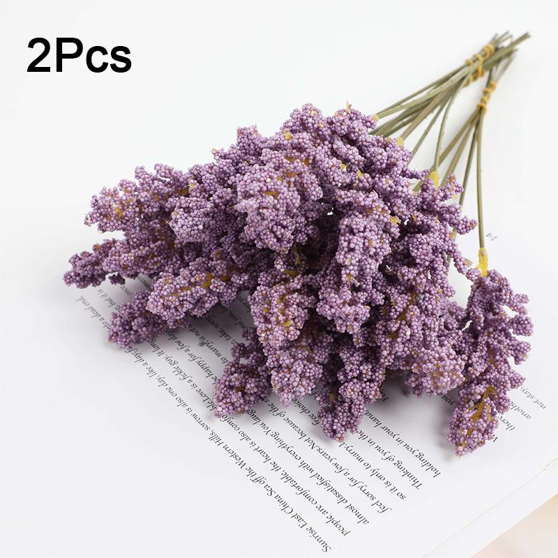 2PC Bundles Decorative Grain Ears Rustic Foam Real Touch Wheat Stalks Faux Home Decor Simulation Artificial Wedding 32cm