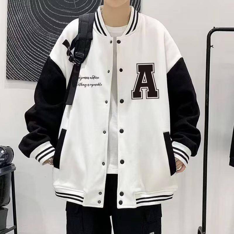 Men's Color-Block Print Baseball Jacket for Students