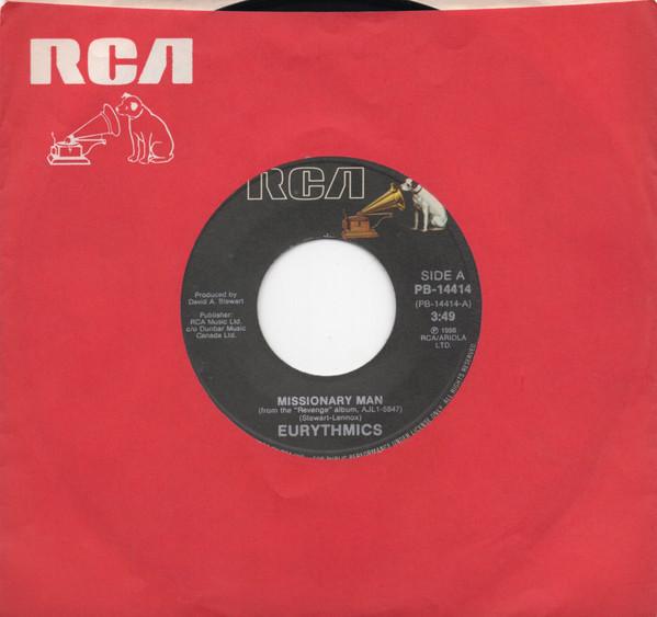 7inch Record EURYTHMICS  Missionary Man PB14414 RCA 1986 Canada Dance  Electronica Used