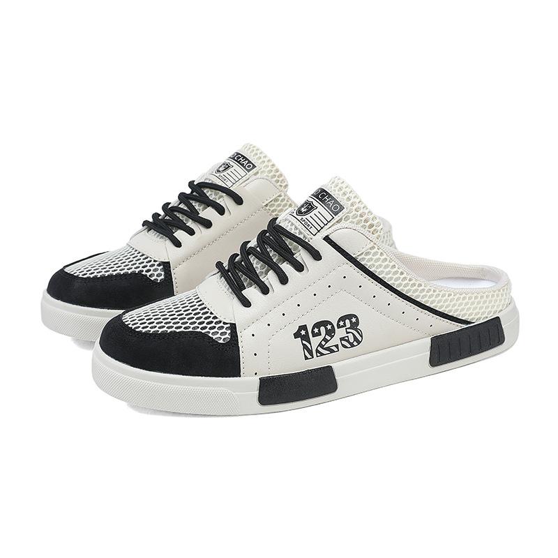 

Новые парусиновые туфли Сетчатые полуботинки Мужские летние ленивые тапочки Студенческая повседневная обувь Спортивные модные полые дышащие сандалии 39