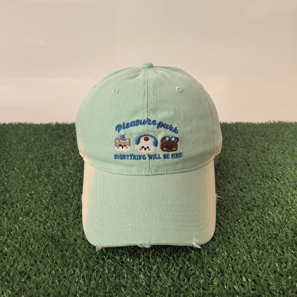 Cute Cartoon Animal Embroidered Baseball Cap for Women, Vintage Washed Distressed Cotton Dad Hat, Adjustable Casual Sun Visor Ha