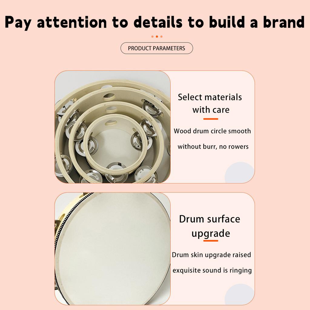 Tambourine, Orff Percussion, Children's Tambourine, Cultivating Children's Sense Of Music, Adding Fun To Children's Musical Instruments (red)