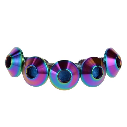 

Ruifu Titanium Alloy Hex Socket Bolts, M6x12, 15, 20mm, for Bicycles and Motorcycles, Wheel License Plate Mounting, Set of 5 (Rainbow, M6x15mm)