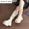 Winter Punk Style Women Knee High Boots Fashion Slip On Knight Long Booties Ladies Casaul Platform Heels Botas Mujer