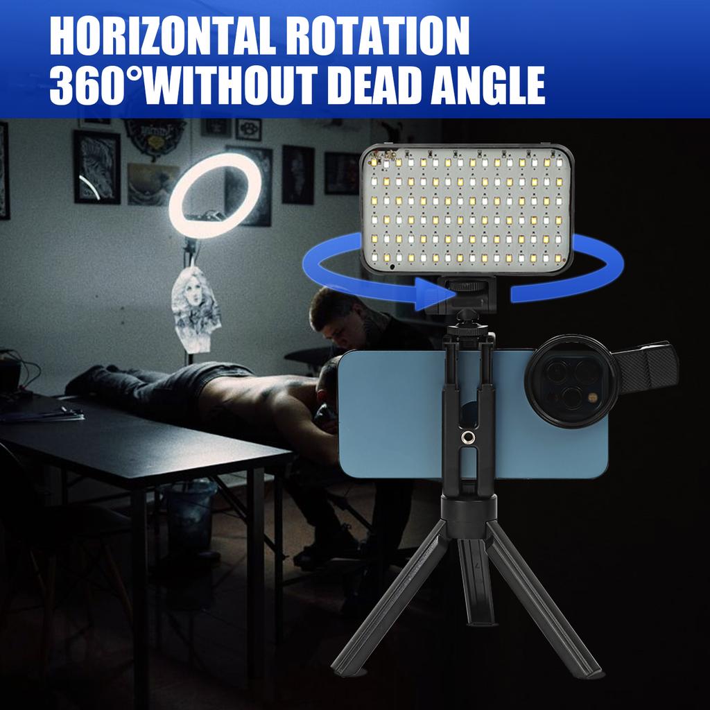 120 LED Tattoo Reduce Reflected Light Tattoo Fill Light with 52mm CPL Lens Filter Tattoo Photograph Light Compatible Any Phone