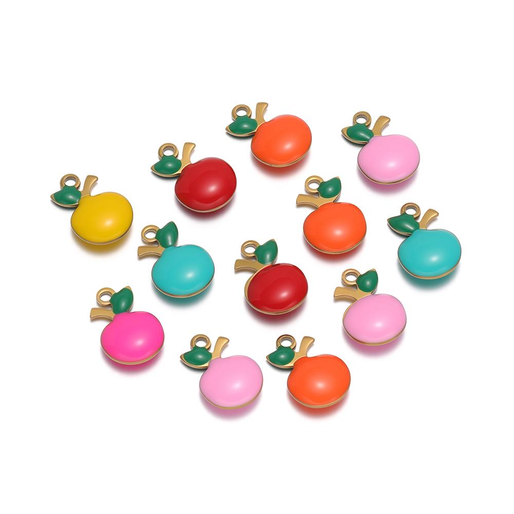 

20Pcs Gold Stainless Steel Cute Apple Charms for DIY Jewelry Making Kids Bracelets Necklces Pendants Children Earrings Supplies