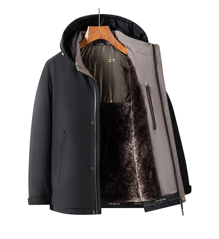 Men's Cotton Coat with Detachable Fleece Graphene Heating Hood