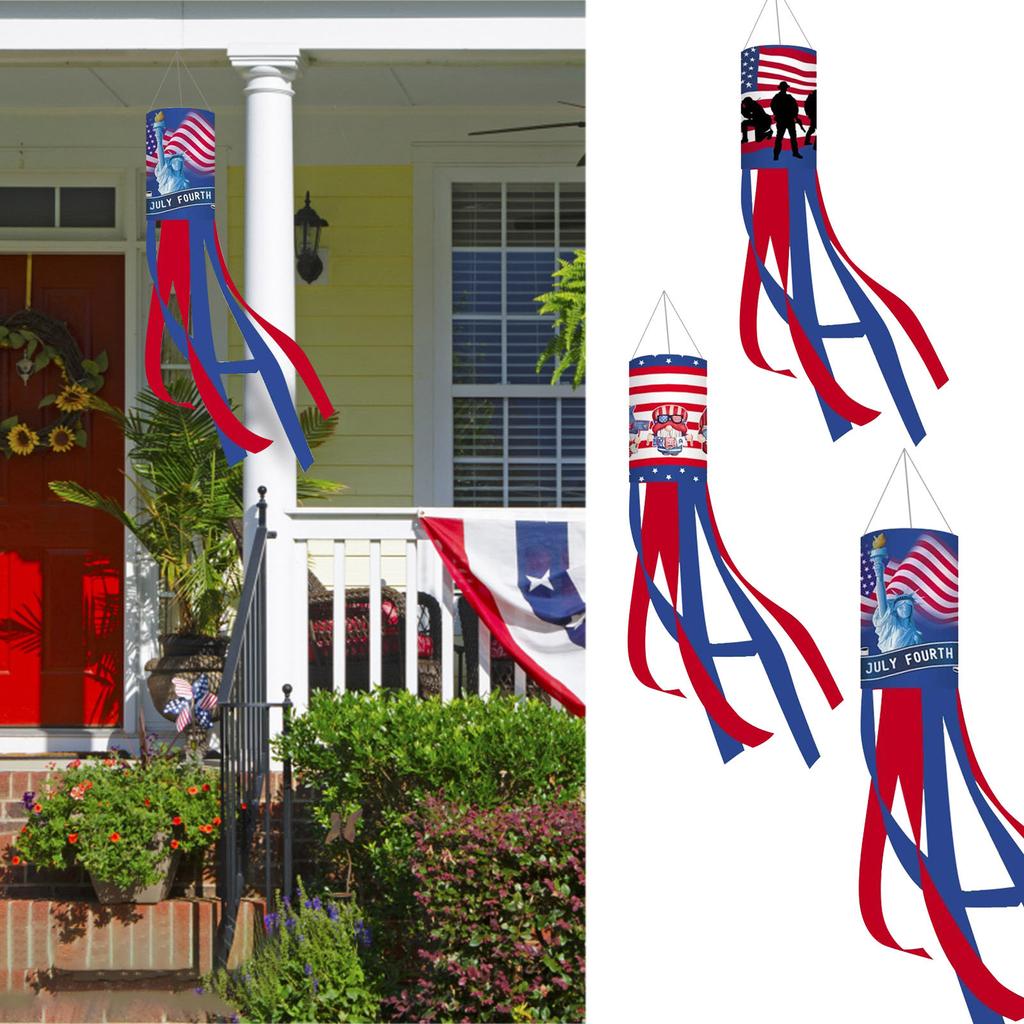 American Flag Windsock For Independence Day,Decorations Outdoor Hanging Stars Stripes USA Flags Patriotic Decor